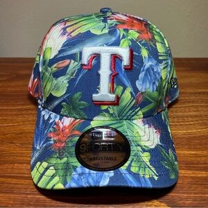 New Era Texas Rangers Floral Themed Snapback Hat OSFM A-Frame Blue 9Forty Cap